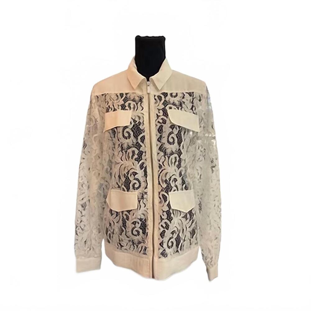 NEW ZEMS women's lace blouse jacket in ivory white